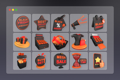 Black Friday Shopping Essentials 3D Icon Pack Product Image 7