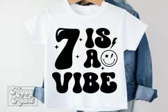 7 Is A Vibe SVG - 7th Birthday Retro - Seven Birthday Boy PN Product Image 4