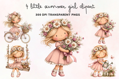 Little Summer Girl Clipart PNG Product Image 1