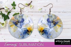 Marble Texture Round Earring Sublimation, Abstract Earrings Product Image 1