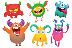 Funny cartoon monsters set with different face expressions Product Image 1