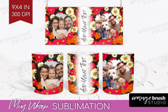 Retro Flowers Photo Mug Wrap PNG - Floral Picture Frame Mug Product Image 1
