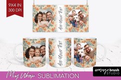 Flowers Photo Mug Wrap PNG - Vintage Floral Picture Frame Product Image 1