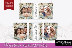 Flowers Photo Mug Wrap PNG - Vintage Floral Picture Frame Product Image 1