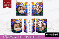 Stained Glass Photo Mug Wrap PNG - Flowers Picture Frame Mug Product Image 1