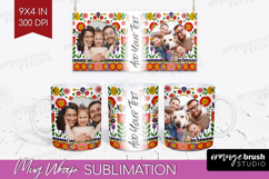 Folk Flowers Photo Mug Wrap PNG - Floral Picture Frame Mug Product Image 1