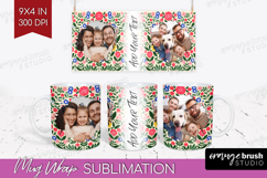 Folk Flowers Photo Mug Wrap PNG - Floral Picture Frame Mug Product Image 1