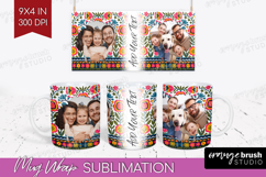 Folk Flowers Photo Mug Wrap PNG - Floral Picture Frame Mug Product Image 1