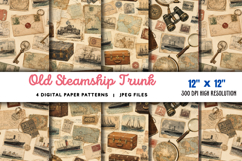 Old Steamship Trunk Stickers JPG Product Image 1