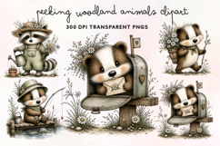 Peeking Woodland Animals Clipart PNG Product Image 1