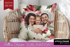 Poinsettia Christmas Photo Pillow PNG - Christmas Poinsettia Product Image 1