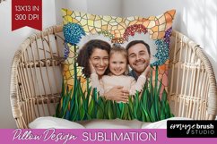 Stained Glass Photo Pillow PNG - Flowers Picture Frame Cover Product Image 1