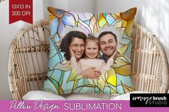 Stained Glass Photo Pillow PNG - Flowers Picture Frame Cover Product Image 1