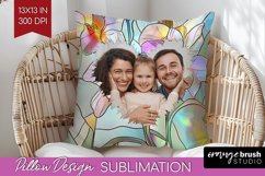 Stained Glass Photo Pillow PNG - Flowers Picture Frame Cover Product Image 1