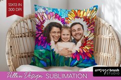 Stained Glass Photo Pillow PNG - Flowers Picture Frame Cover Product Image 1