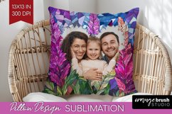 Stained Glass Photo Pillow PNG - Flowers Picture Frame Cover Product Image 1