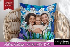 Stained Glass Photo Pillow PNG - Flowers Picture Frame Cover Product Image 1
