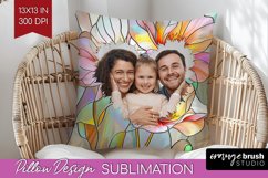 Stained Glass Photo Pillow PNG - Flowers Picture Frame Cover Product Image 1