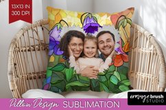 Stained Glass Photo Pillow PNG - Flowers Picture Frame Cover Product Image 1