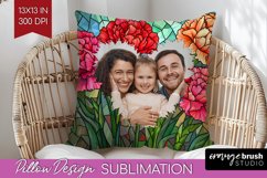 Stained Glass Photo Pillow PNG - Flowers Picture Frame Cover Product Image 1