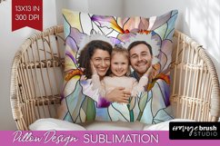 Stained Glass Photo Pillow PNG - Flowers Picture Frame Cover Product Image 1