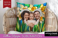 Stained Glass Photo Pillow PNG - Flowers Picture Frame Cover Product Image 1