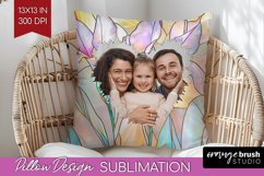 Stained Glass Photo Pillow PNG - Flowers Picture Frame Cover Product Image 1