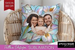 Stained Glass Photo Pillow PNG - Flowers Picture Frame Cover Product Image 1