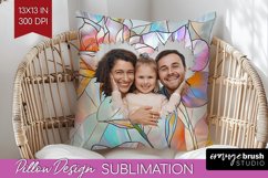 Stained Glass Photo Pillow PNG - Flowers Picture Frame Cover Product Image 1