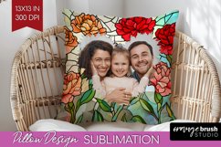 Stained Glass Photo Pillow PNG - Flowers Picture Frame Cover Product Image 1