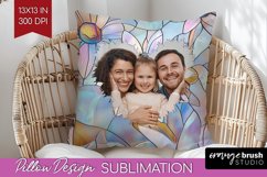 Stained Glass Photo Pillow PNG - Flowers Picture Frame Cover Product Image 1