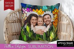 Stained Glass Photo Pillow PNG - Flowers Picture Frame Cover Product Image 1