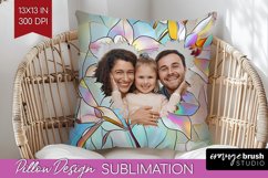 Stained Glass Photo Pillow PNG - Flowers Picture Frame Cover Product Image 1