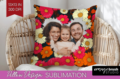 Retro Flowers Photo Pillow PNG - Floral Picture Frame Pillow Product Image 1