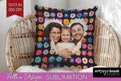 Retro Flowers Photo Pillow PNG - Floral Picture Frame Pillow Product Image 1
