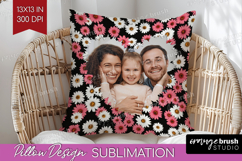 Retro Flowers Photo Pillow PNG - Floral Picture Frame Pillow Product Image 1