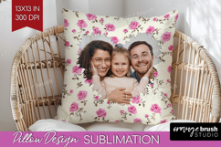 Retro Flowers Photo Pillow PNG - Floral Picture Frame Pillow Product Image 1