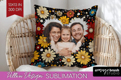 Retro Flowers Photo Pillow PNG - Floral Picture Frame Pillow Product Image 1