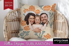 Flowers Photo Pillow PNG - Vintage Floral Picture Frame Product Image 1