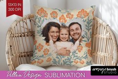 Flowers Photo Pillow PNG - Vintage Floral Picture Frame Product Image 1