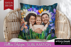 Stained Glass Photo Pillow PNG - Flowers Picture Frame Cover Product Image 1
