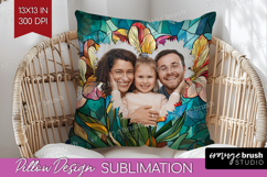 Stained Glass Photo Pillow PNG - Flowers Picture Frame Cover Product Image 1