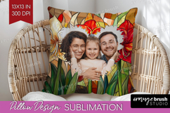 Stained Glass Photo Pillow PNG - Flowers Picture Frame Cover Product Image 1