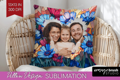 Stained Glass Photo Pillow PNG - Flowers Picture Frame Cover Product Image 1