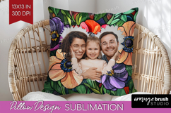 Stained Glass Photo Pillow PNG - Flowers Picture Frame Cover Product Image 1