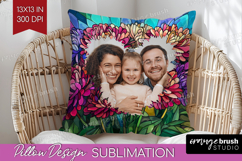 Stained Glass Photo Pillow PNG - Flowers Picture Frame Cover Product Image 1