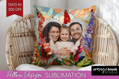 Stained Glass Photo Pillow PNG - Flowers Picture Frame Cover Product Image 1