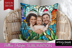 Stained Glass Photo Pillow PNG - Flowers Picture Frame Cover Product Image 1