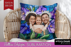Stained Glass Photo Pillow PNG - Flowers Picture Frame Cover Product Image 1