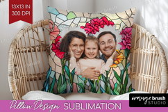 Stained Glass Photo Pillow PNG - Flowers Picture Frame Cover Product Image 1